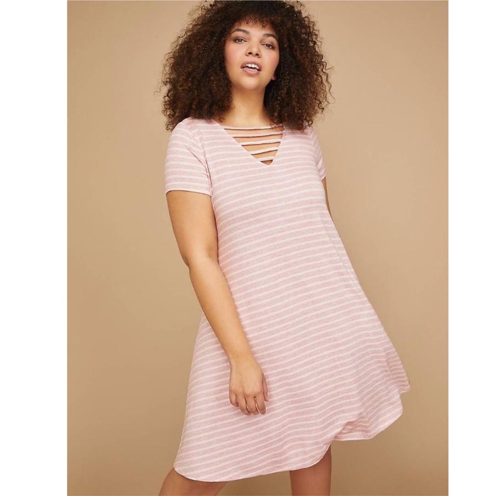 Lane Bryant Caged V-Neckline T-Shirt Dress